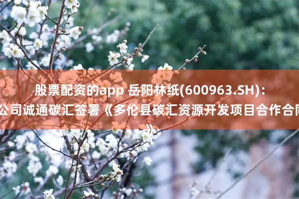 股票配资的app 岳阳林纸(600963.SH)：子公司诚通碳汇签署《多伦县碳汇资源开发项目合作合同》