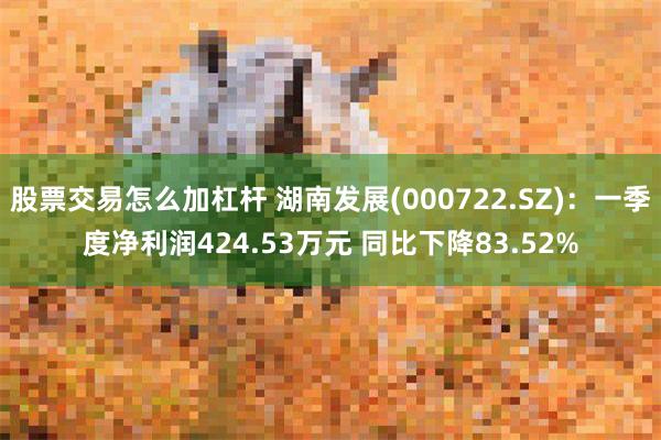 股票交易怎么加杠杆 湖南发展(000722.SZ)：一季度净利润424.53万元 同比下降83.52
