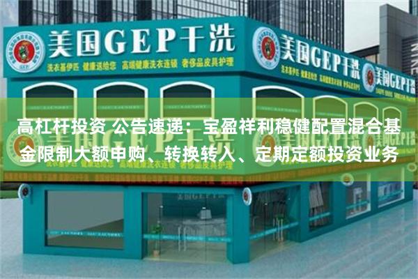 高杠杆投资 公告速递：宝盈祥利稳健配置混合基金限制大额申购、转换转入、定期定额投资业务