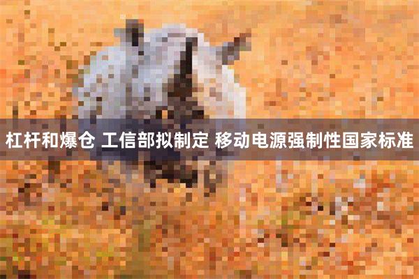 杠杆和爆仓 工信部拟制定 移动电源强制性国家标准